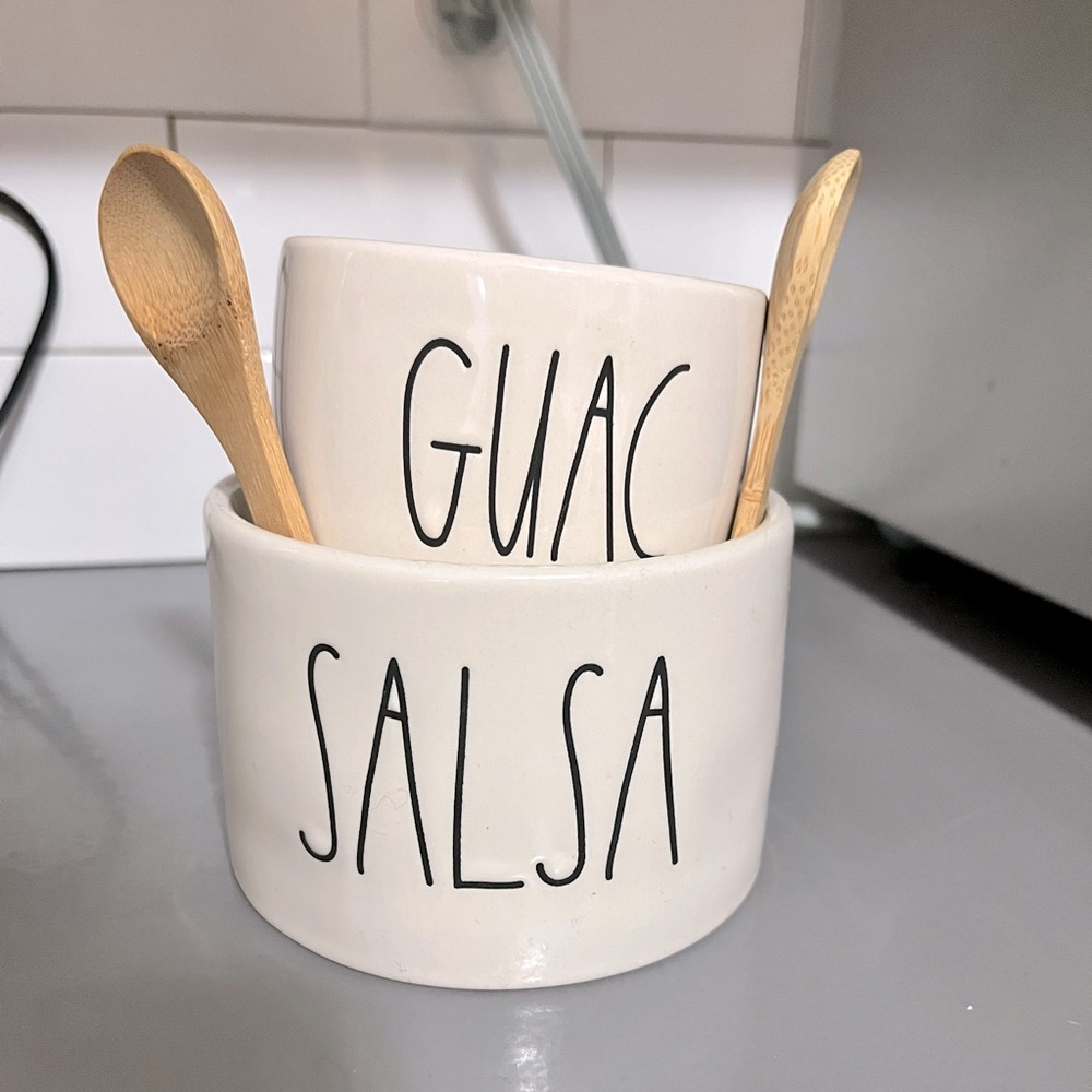 Rae Dunn Salsa and Guac Bowl Set w/ Spoons